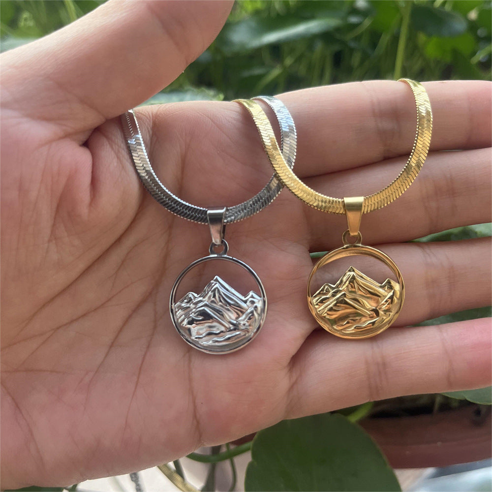 Wholesale Stainless Steel Snow Mountain Pendant Necklace