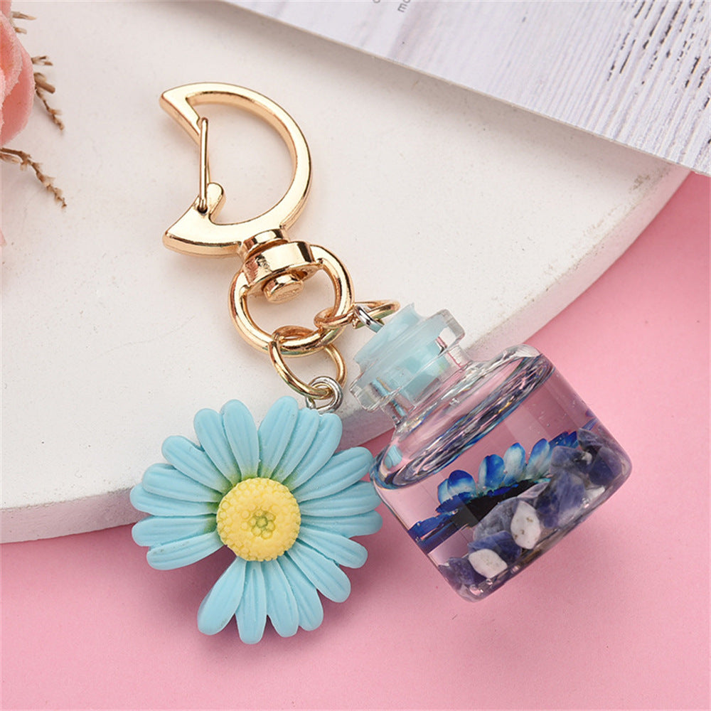 Wholesale Zinc Alloy Moon Buckle Small Chrysanthemum Keychain