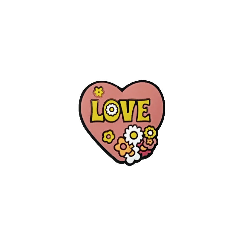 Wholesale   10 pcs/pack  Silicone Glue Beads Heart Valentine' s Day Rose Focal Beads