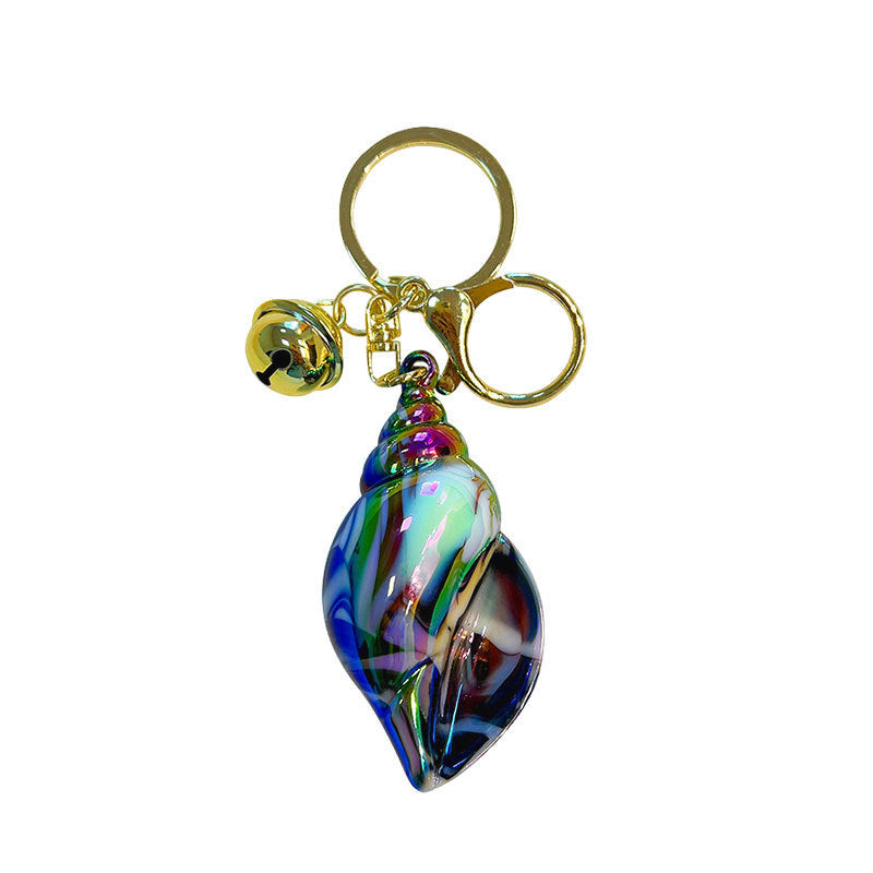 Wholesale Acrylic colorful electroplating conch keychain