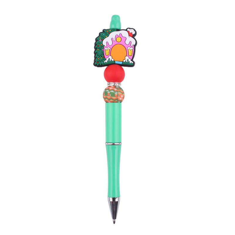 Wholesale Beaded Pens Creative Christmas Series Silicone Beads Colorful Plastic Ballpoint Pens