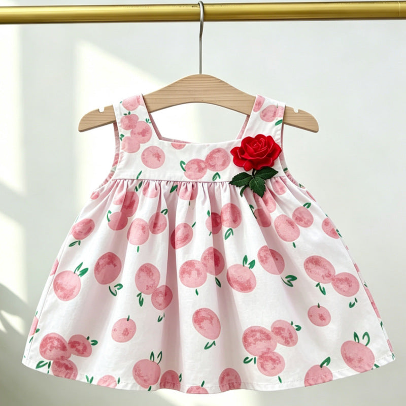 Wholesale Cotton Toddler Girl Dress Embroidery Summer Print Stylish Resale