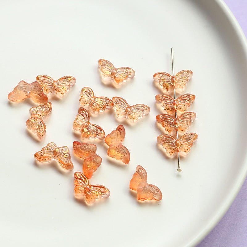 Wholesale 10pcs Retro Butterfly Colorful Glass Acrylic Beads