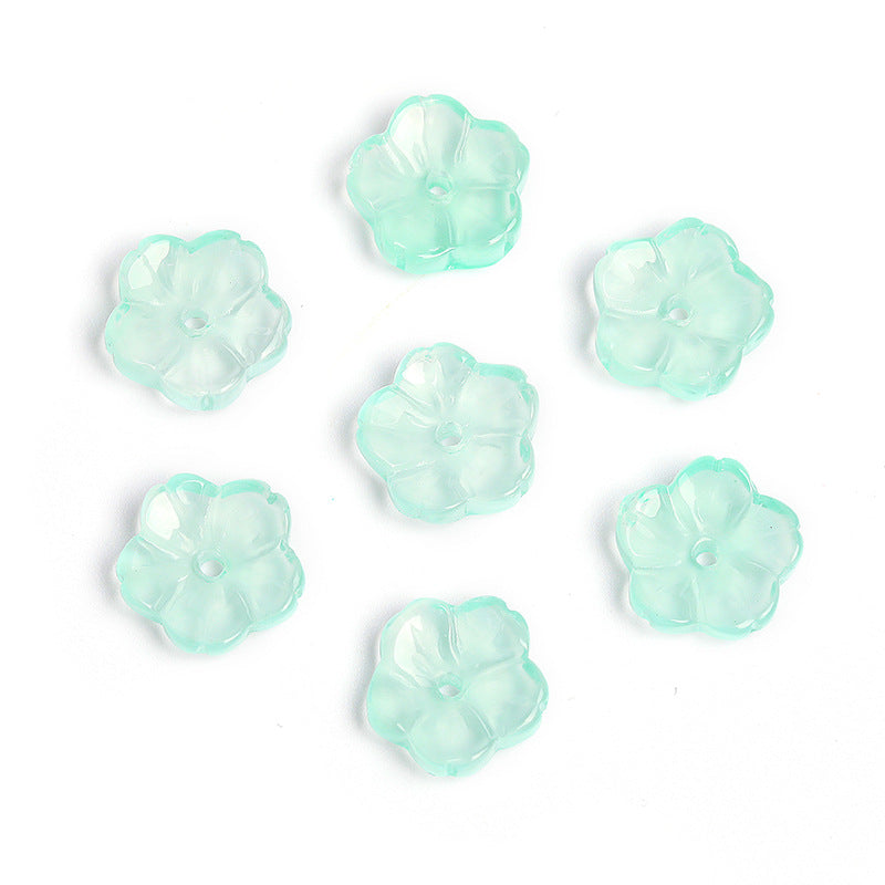 Wholesale 100pcs10mm Glass Transparent Petals Gradient Through Hole Beads DIY Spacer