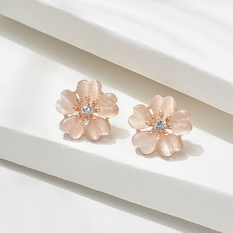 Wholesale Pink and white five petal flower necklace earring set