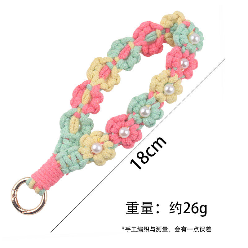 Wholesale pure hand-woven daisy pearl keychain