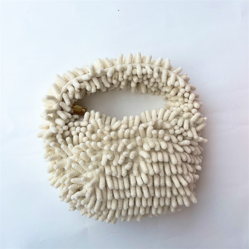 Wholesale Autumn and Winter New Mop Plush Handbag Candy Color Lunch Box Bag