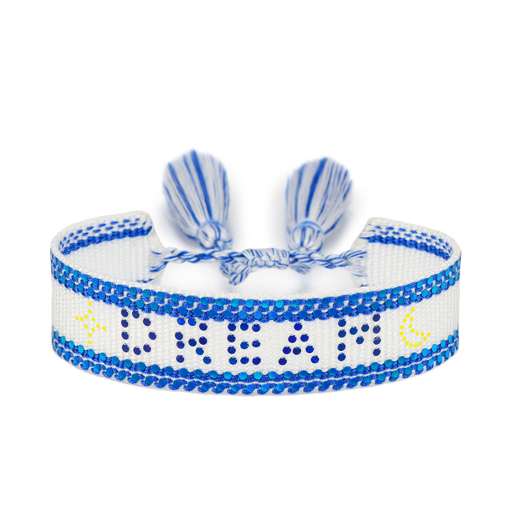 Wholesale Sequin Letter Creative Woven Bracelet