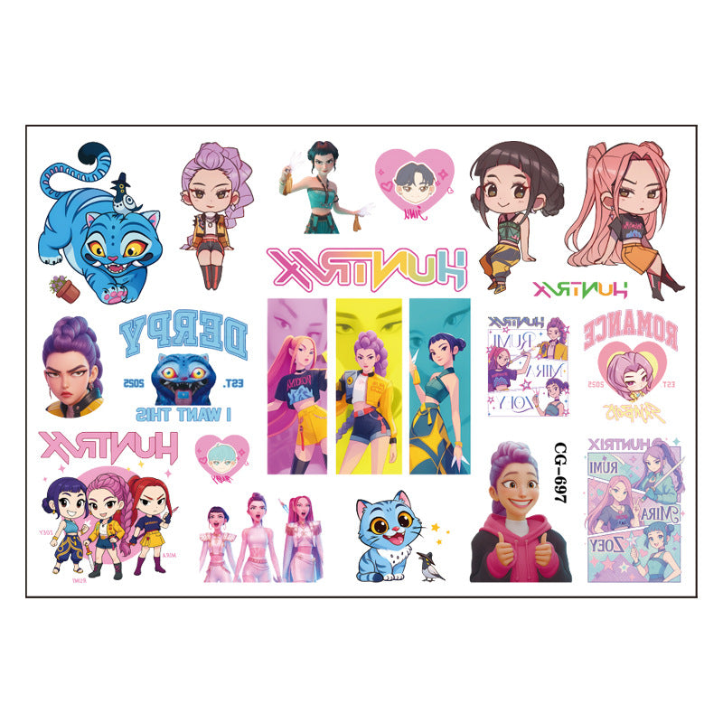 Wholesale Girl group temporary tattoo stickers cartoon temporary tattoo stickers for children