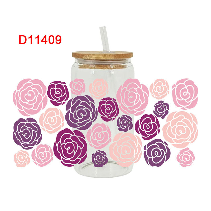 Wholesale Colorful Flower Butterfly 16oz Cup UV DTF Wraps