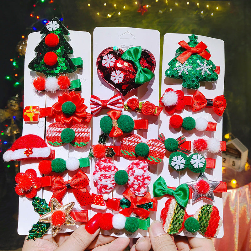 Wholesale Children's Christmas Fabric Hair Clips