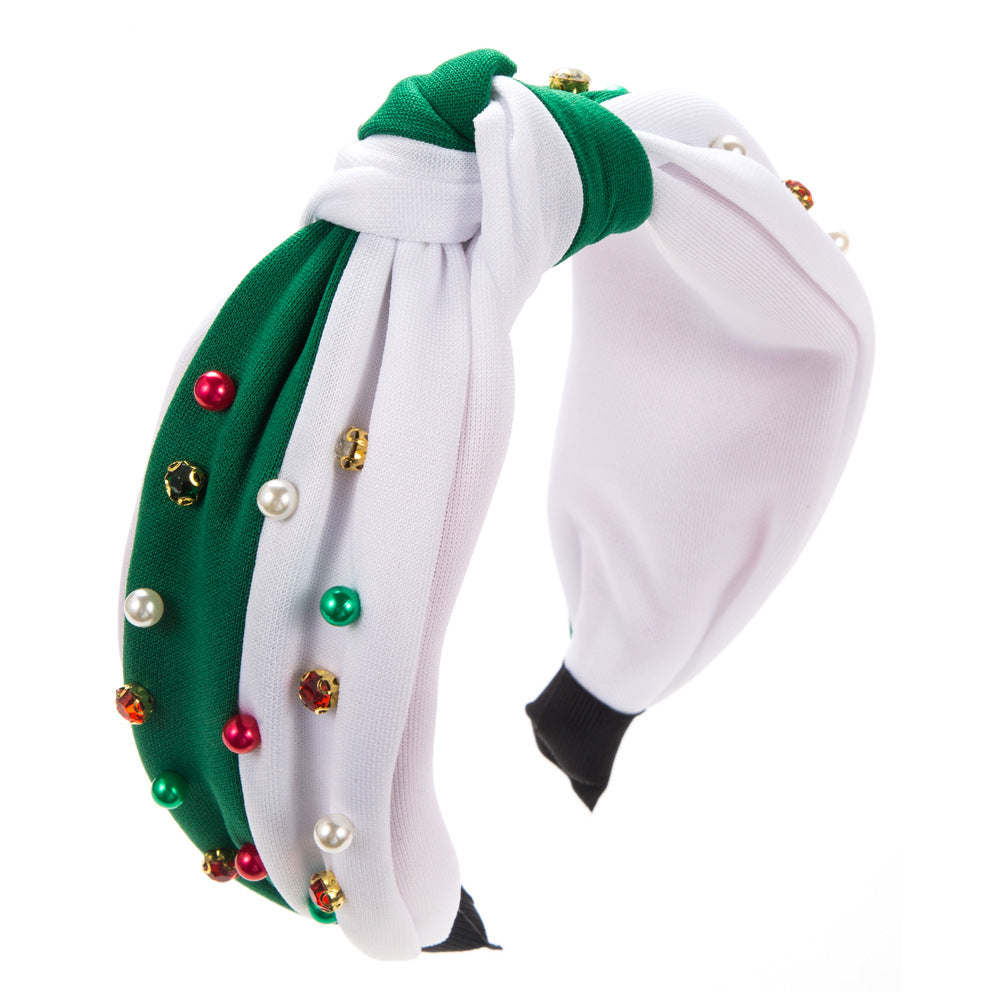 Wholesale New Trendy Christmas Headband Fashion Christmas Red and Green Color-Blocked Headband