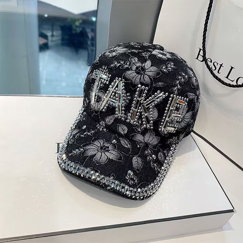 Wholesale Women's spring and summer small rhinestone baseball cap summer letter sun hat