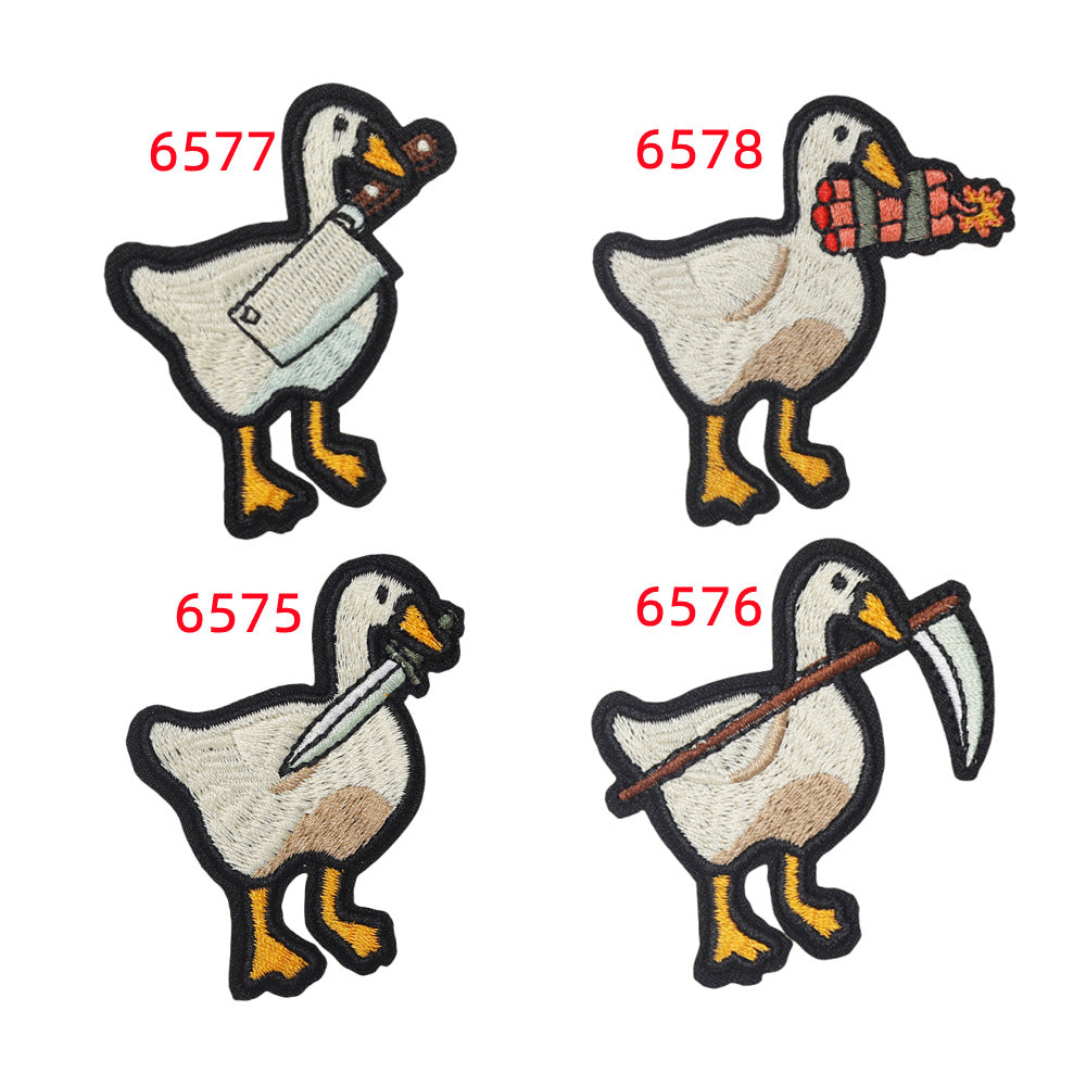 Wholesale Twill Cartoon Duck Embroidered Iron On Patches DIY Clothing Towel Applique 4 Styles Boutique Resale
