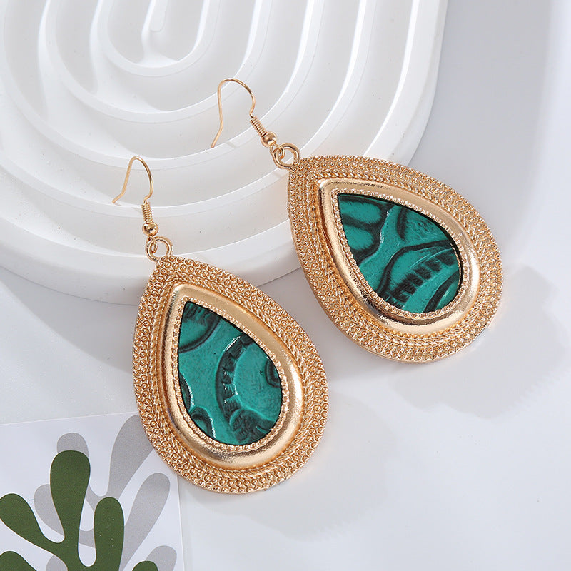 Wholesale Green Leather Printed Earrings