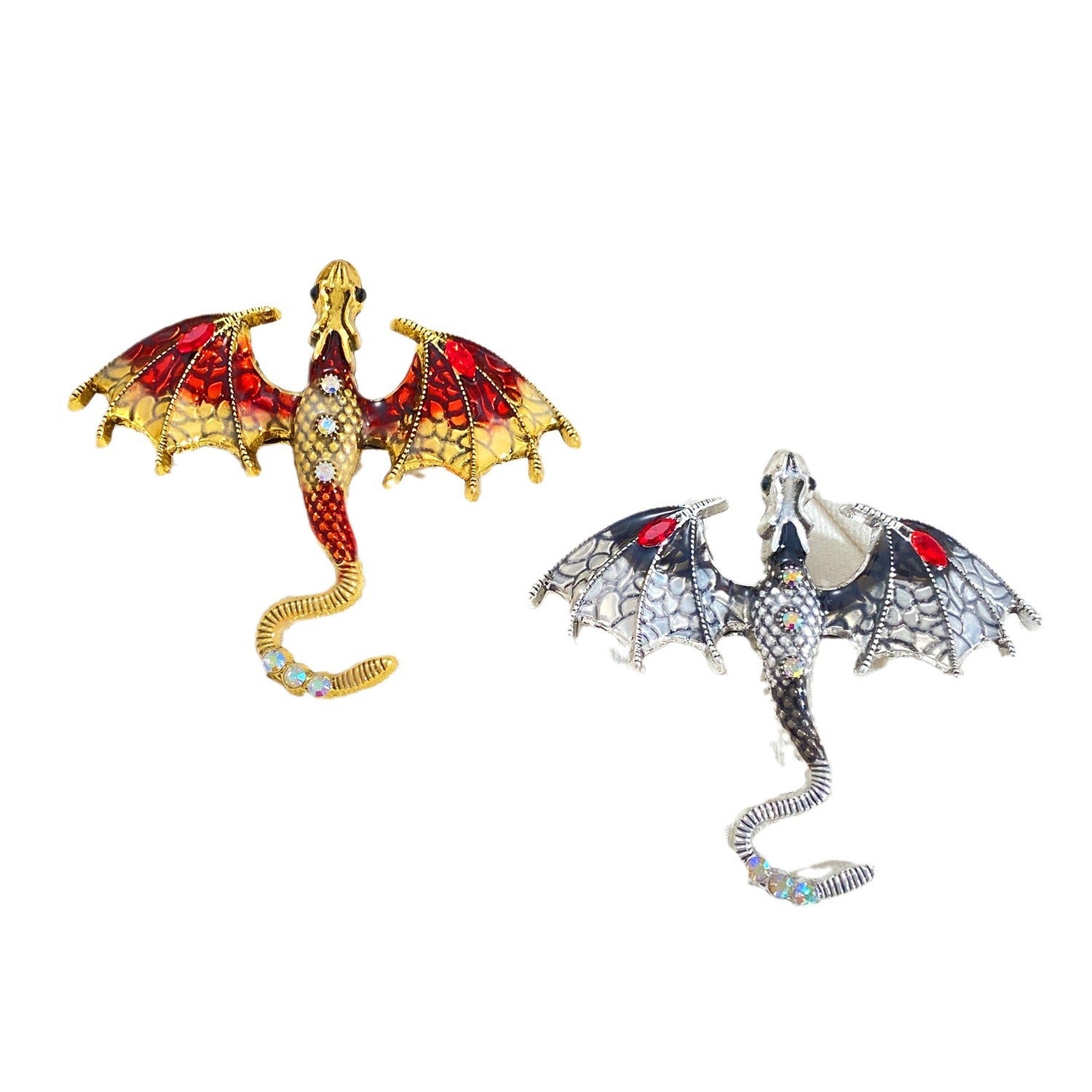 Wholesale Magic dragon-shaped niche enamel colored diamond brooch exquisite suit pin light luxury accessories