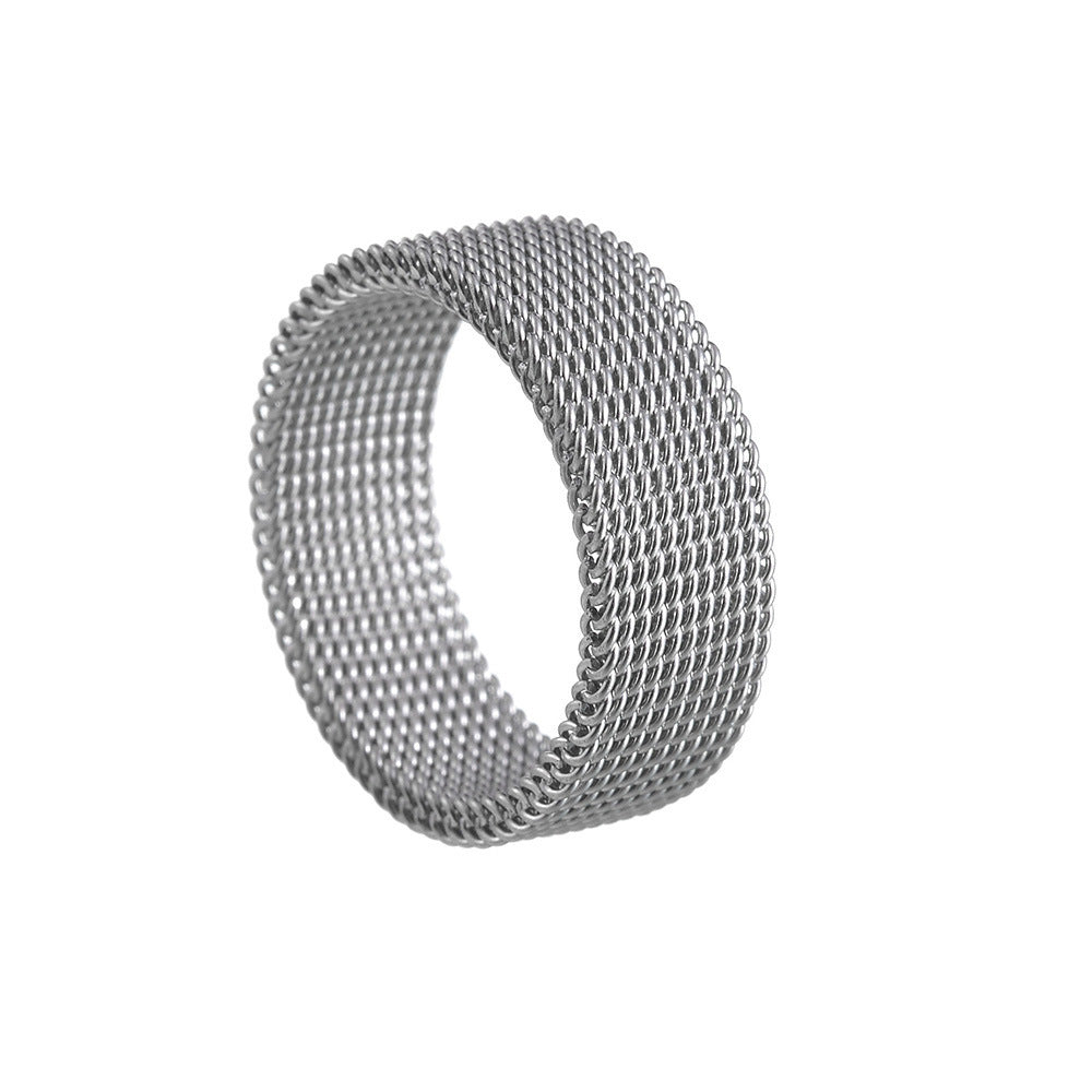 Wholesale 8MM Titanium Steel Deformable Multicolor Mesh Ring