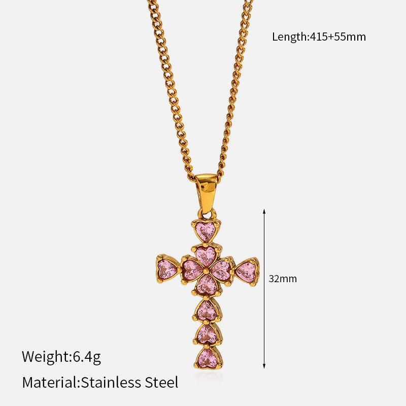 Wholesale Titanium Steel Cool Style Versatile Cross Necklace