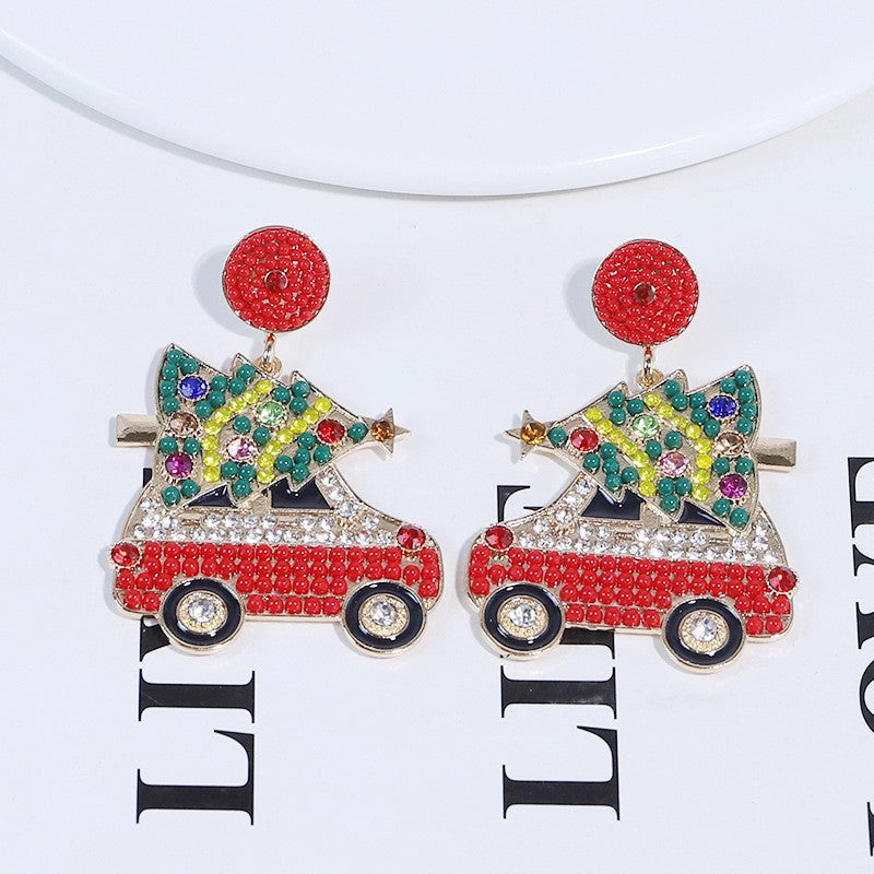 Wholesale Christmas Cartoon Faceless Doll Red Guard Diamond Earrings