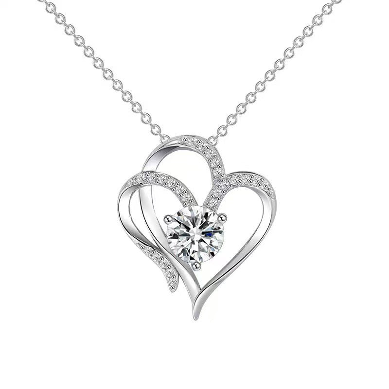 Wholesale Valentine' s Day double heart-shaped pendant necklace