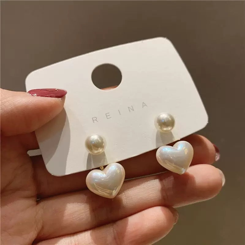 Wholesale White heart-shaped pearl earrings