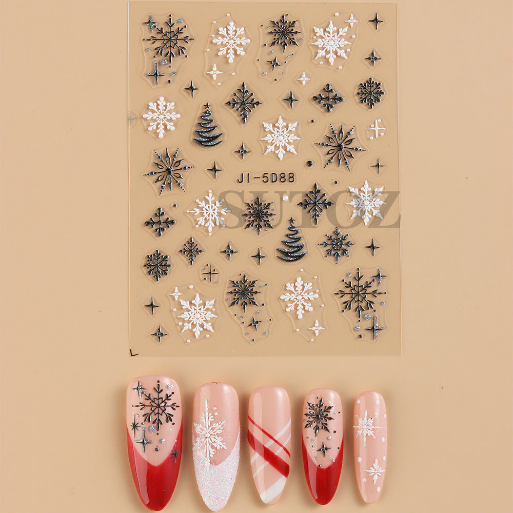Wholesale 3pcs/pack 5D Christmas cartoon nail art embossed adhesive stickers