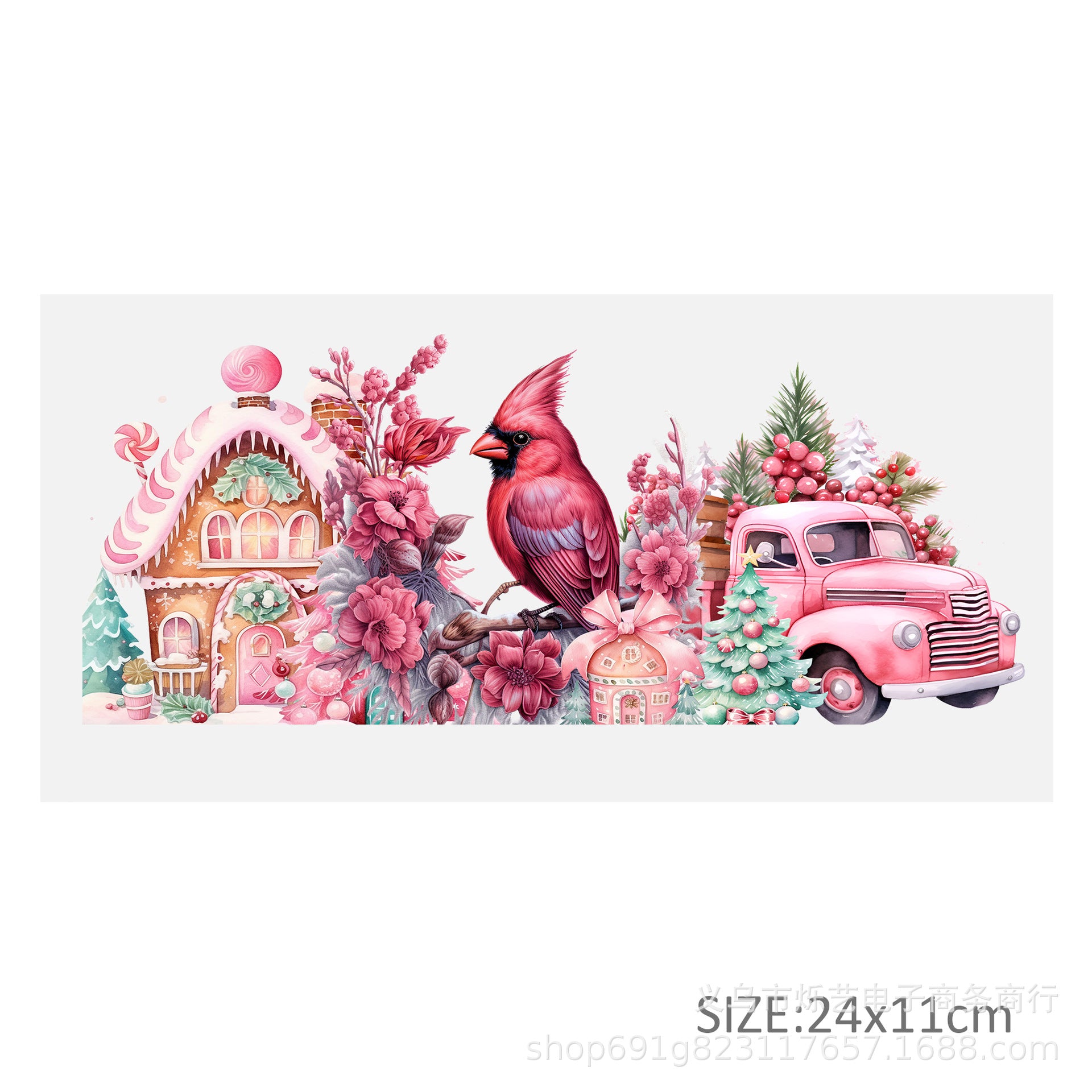 Wholesale Cute Animal Christmas Pink 16oz Cup UV DTF Wraps