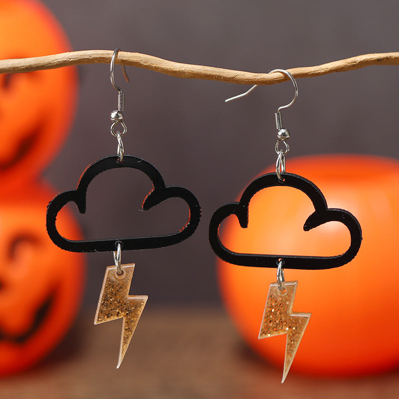 Wholesale New Acrylic Pumpkin Bat Cut-out Earrings for Halloween