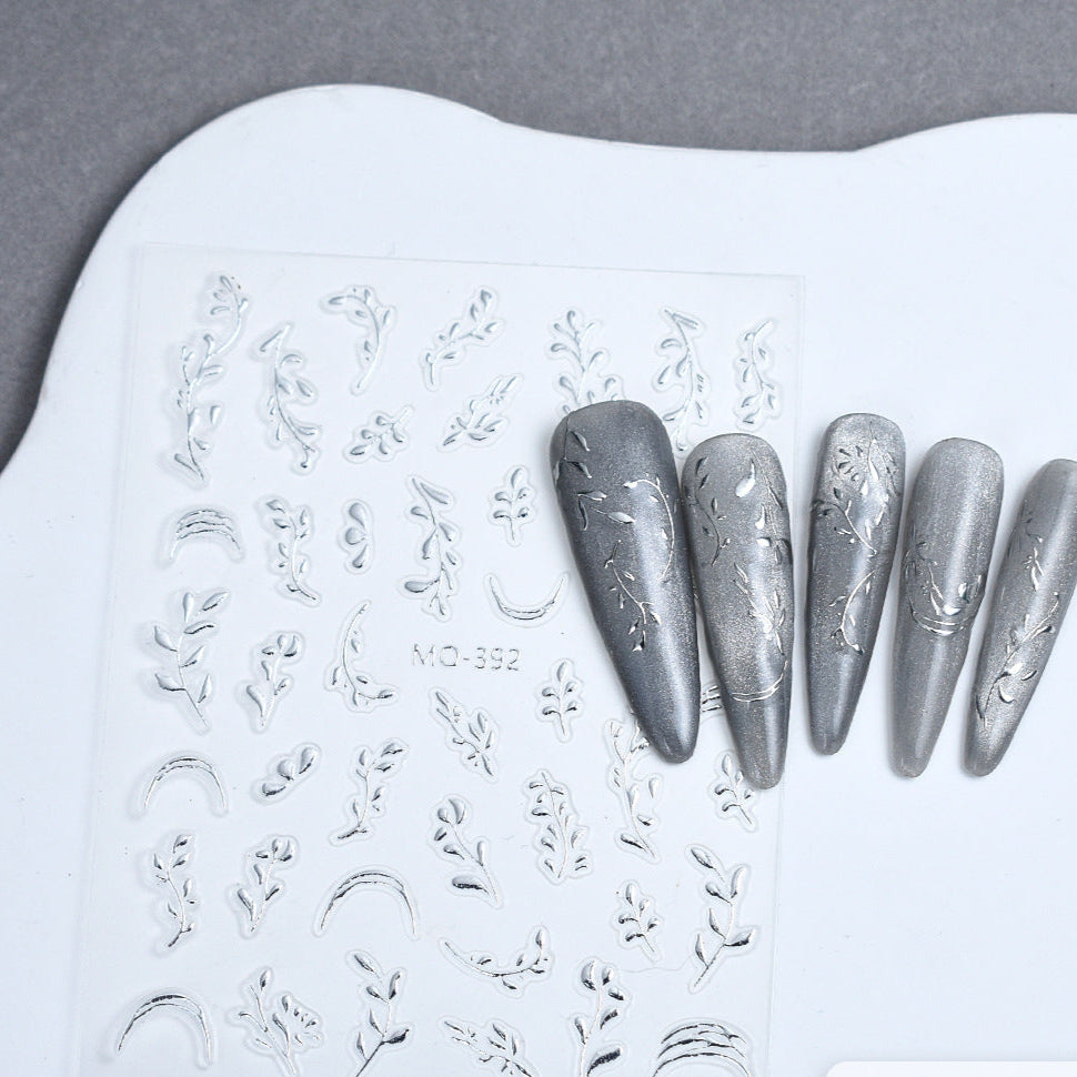 Wholesale Transparent Embossed Gilded Leaf Nail Art Stickers