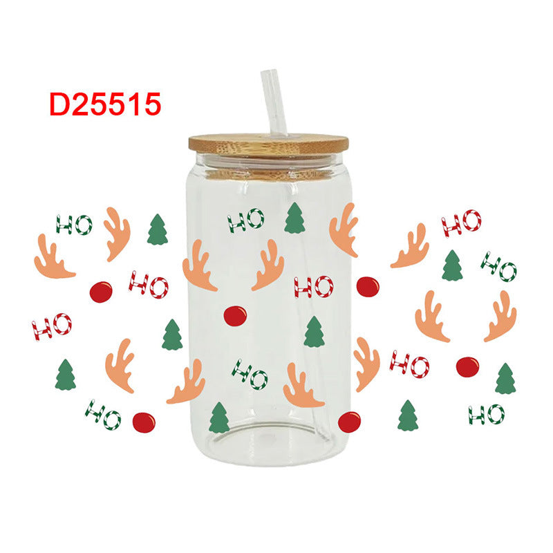 Wholesale Cartoon Christmas Little Snowman Antler 16oz Cup UV DTF Wraps