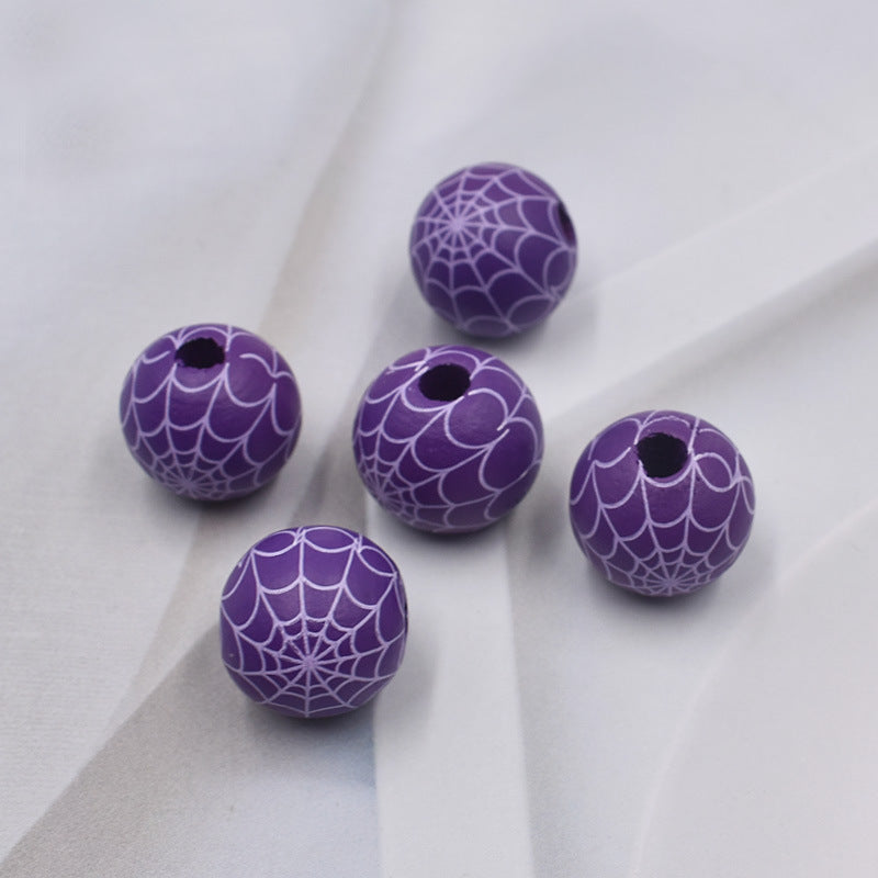 Wholesale 10pcs of New Halloween Spider Web Colorful DIY Children's Wood Beads