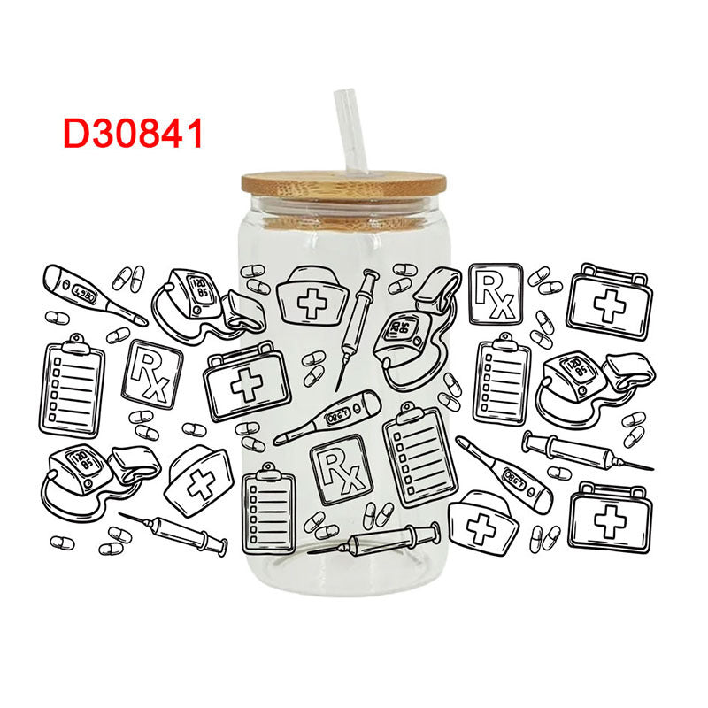 Wholesale Color Needle Tube Medical Series 16oz Cup UV DTF Wraps