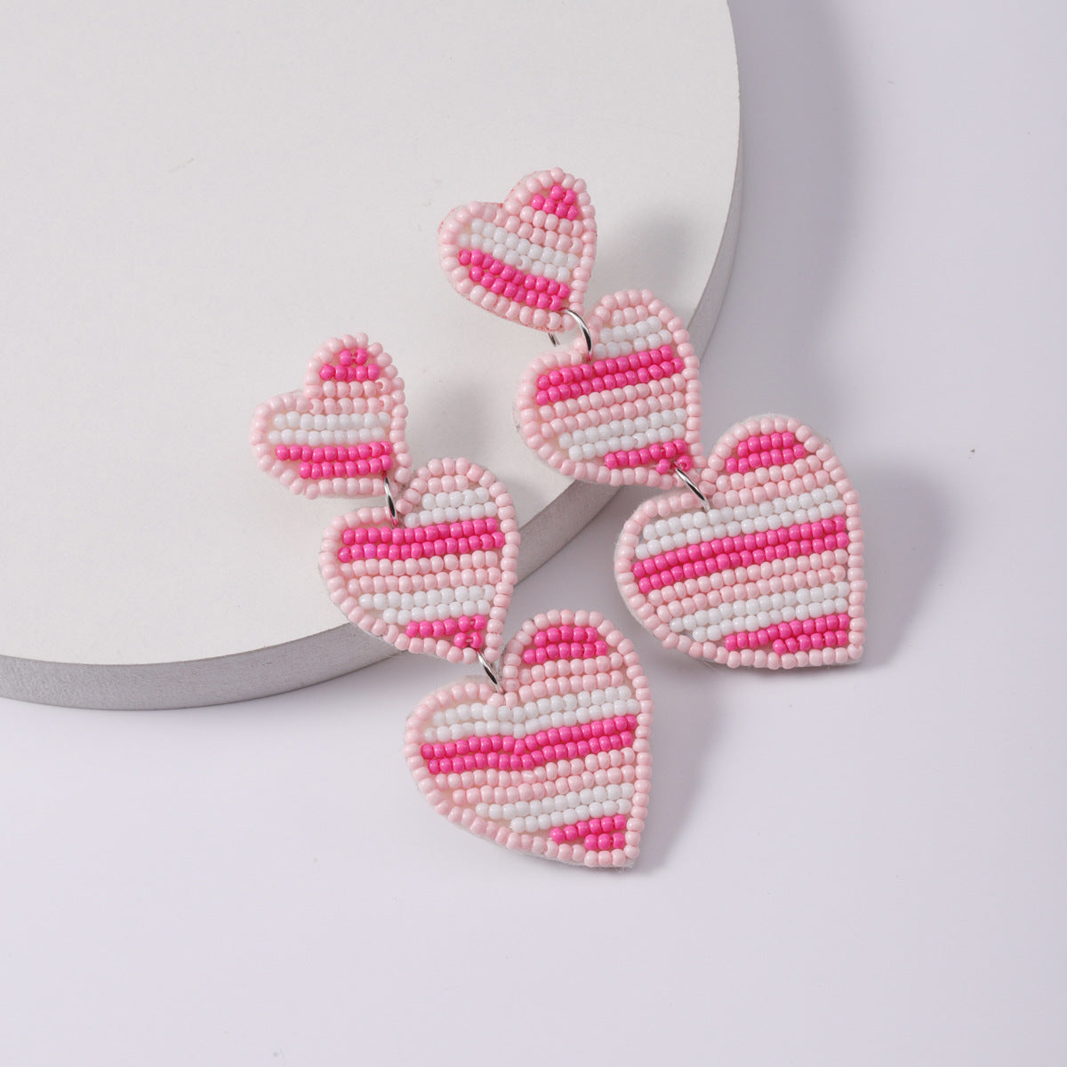 Wholesale Love Valentine's Day Fabric Diamond Handmade Rice Bead Earrings