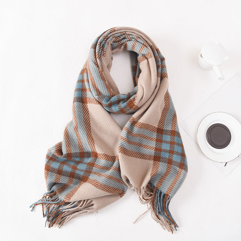 Wholesale Imitation Cashmere Fringed Plaid Scarves