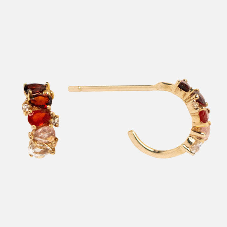 Wholesale Copper Electroplated Retro Birthstone Earrings Gradient U Shape Style Chic Fashion Accessory For Daily Wear