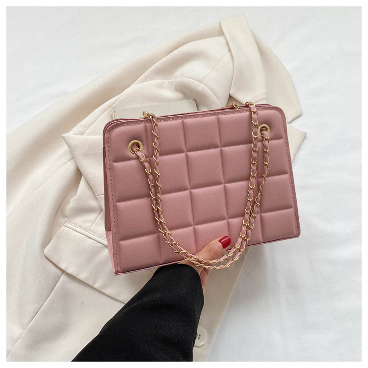 Wholesale PU Square Candy Color Retro Diagonal Cross Single Shoulder Chain Small Square Bag