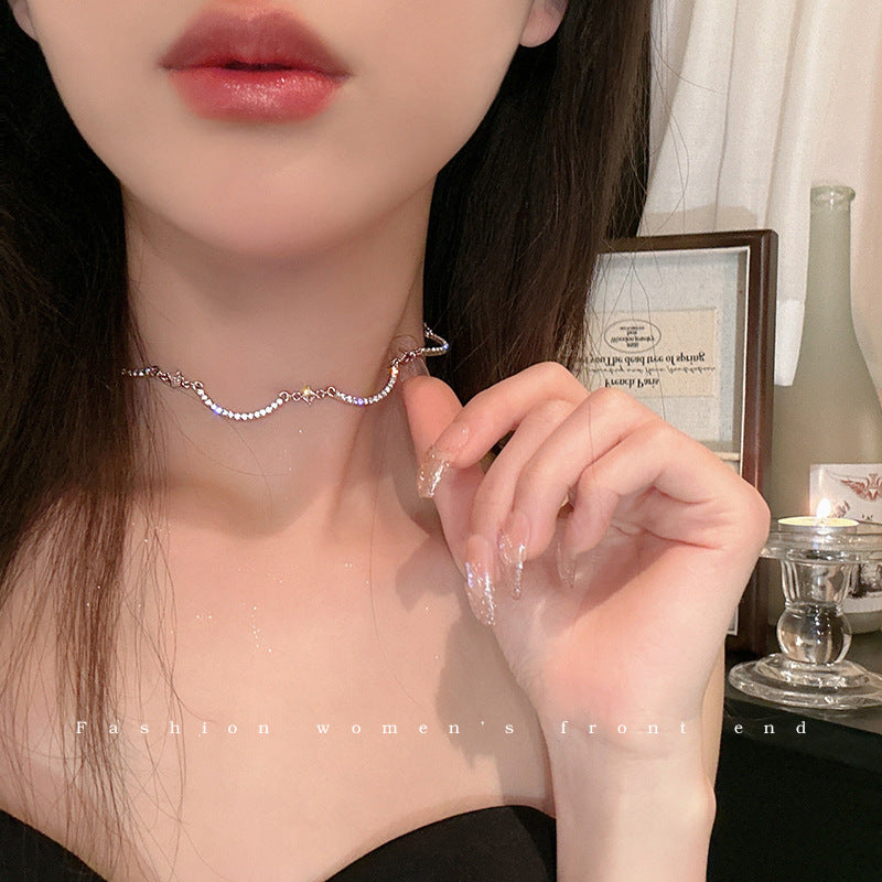 Wholesale Ultra Flash Zircon Wave Alloy Necklaces