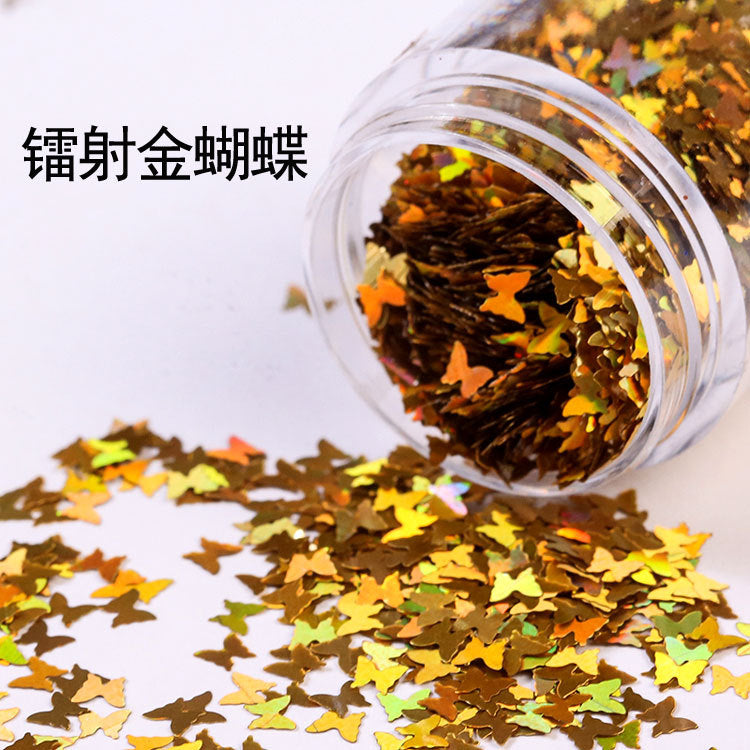 Wholesale Internet Celebrity Sparkling Laser Butterfly Nail Patch Phone Case Glitter Ring Powder Glitter Powder Drop Glue Glitter