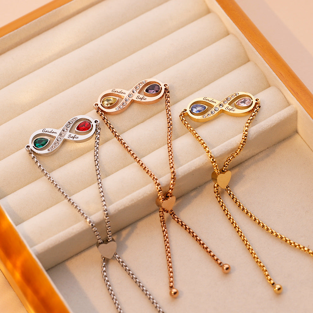 Wholesale Valentine's Day gift 8 words couple lettering bracelet stainless steel personality diy lettering bracelet new bracelet