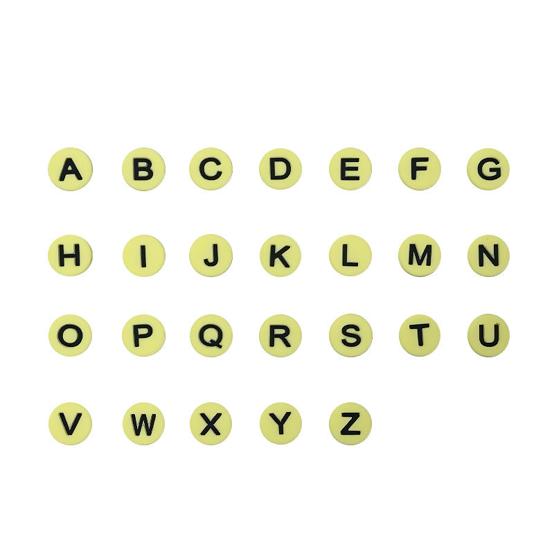 Wholesale 100pcs/pack Horizontal hole 26 letters bracelet silicone flat beads