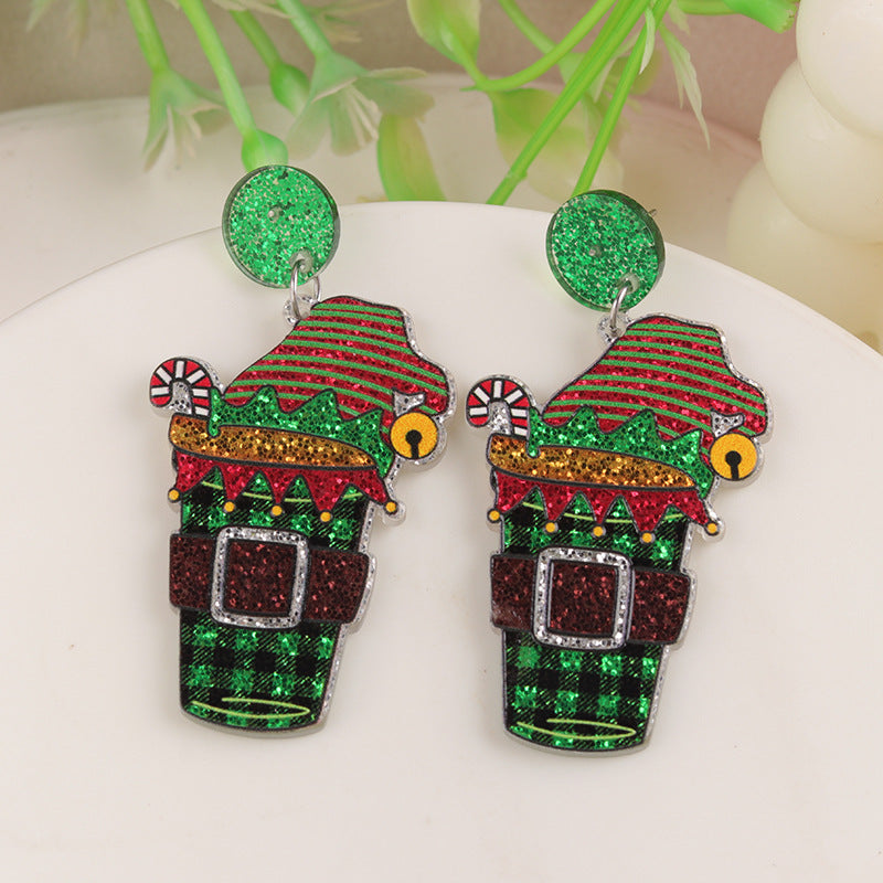 Wholesale  Christmas Series Elk Gloves Acrylic Earrings