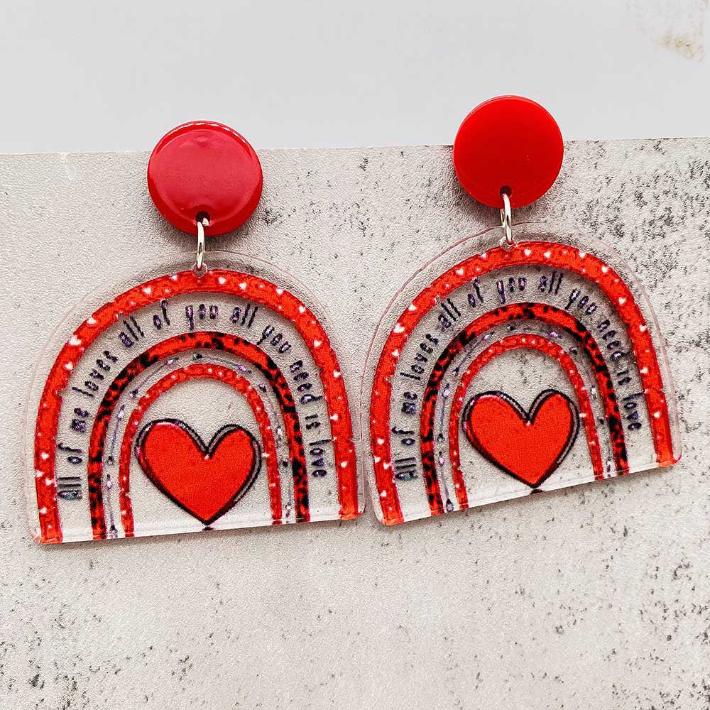 Wholesale Valentine's Day Heart Cat Envelope Acrylic Earrings