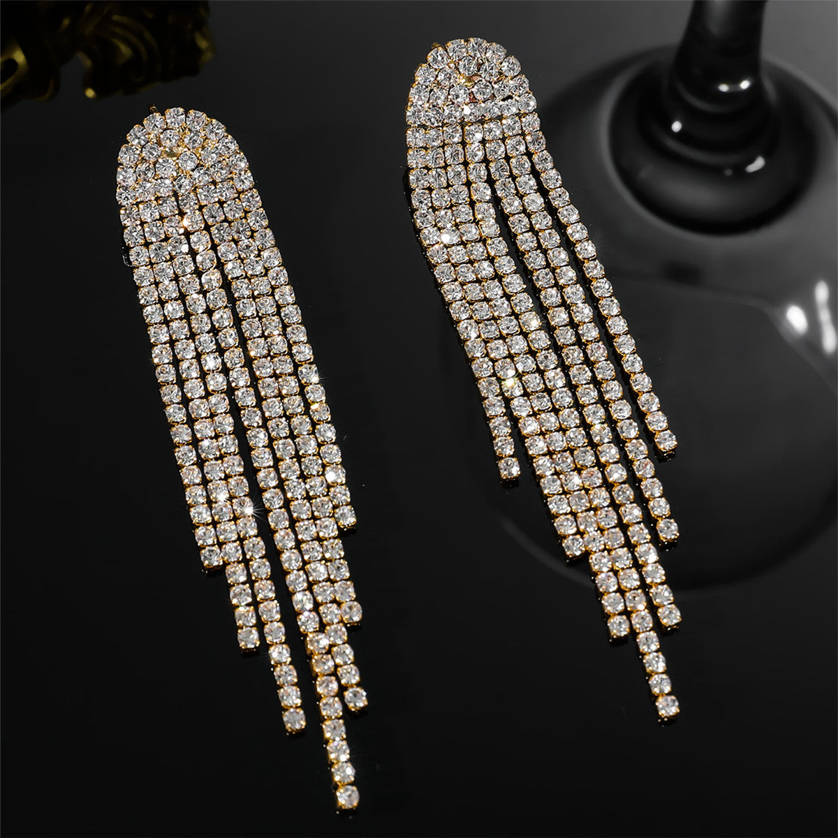 Wholesale AB Rhinestone Long Tassel Earrings