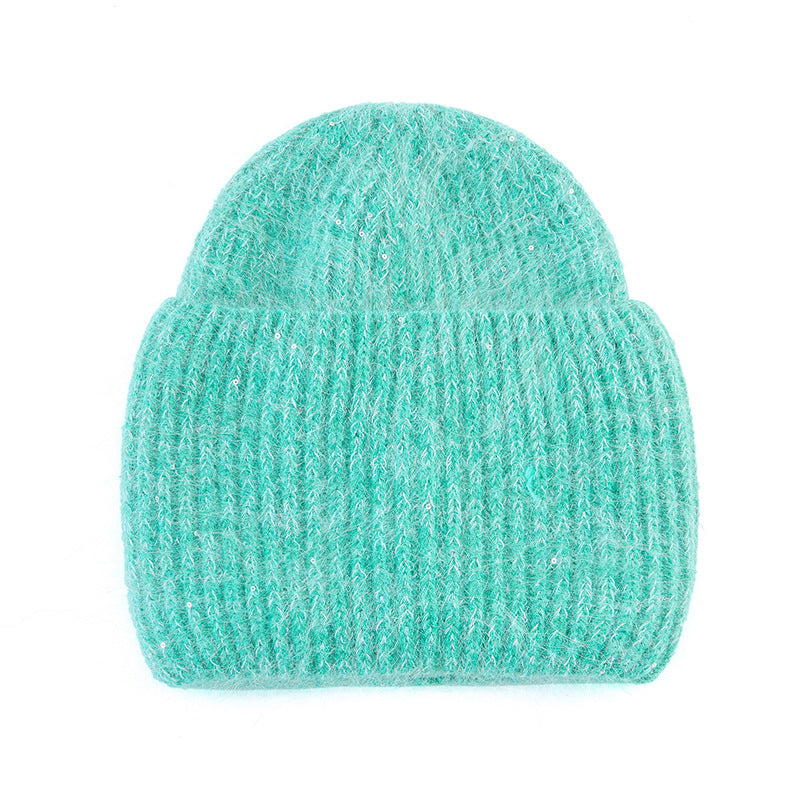 Wholesale Winter Knitted Hat Men's Woolen Hat Thickened Pure Rabbit Velvet Shiny Knitted Hat