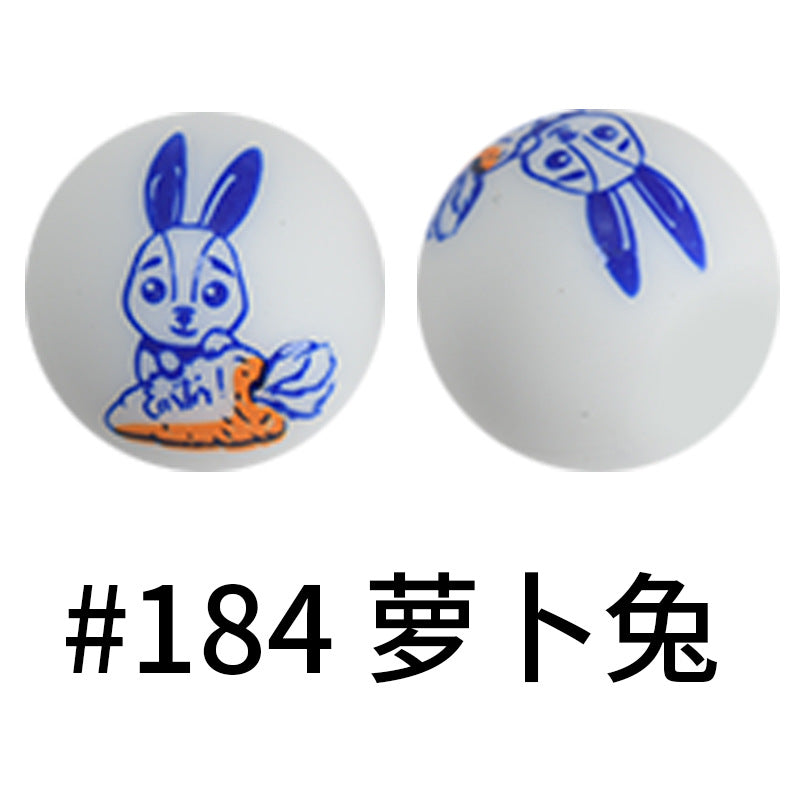 Wholesale 50pcs 16mm Print Silicone Beads Colorful Silicone Water Transfer Beads