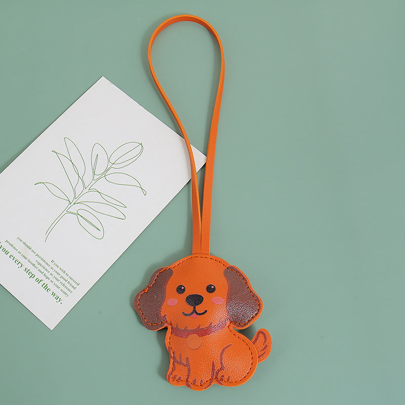 Wholesale Cute PU Leather Golden Retriever Puppy Keychain
