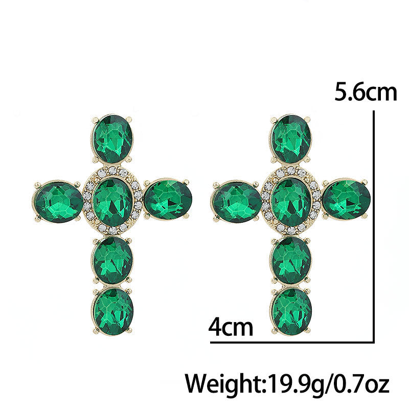 Wholesale Gute Alloy Diamond Cross Fashion Design Handmade Point Diamond Earrings