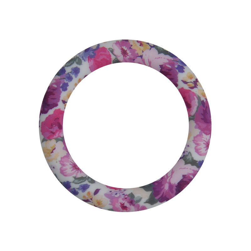 Wholesale 10PCS 65mm Teether Ring Food Grade Silicone Baby Teether Teether Pacifier Chain Accessories