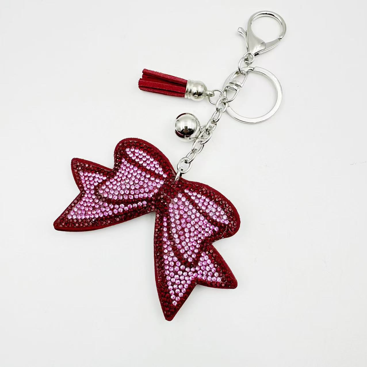 Wholesale 12pcs creative bow rhinestone keychain cute rhinestone bag tassel pendant