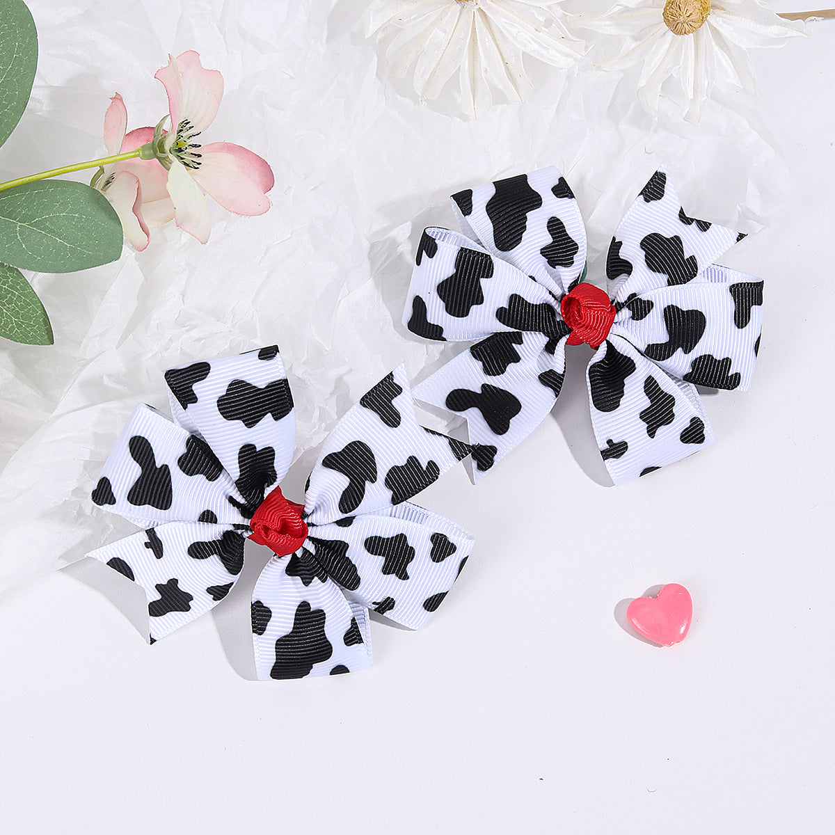 Wholesale  20pcs/pack European and American Cow Pattern Bow Hairpins Popular Kidsren' s Bow Hair